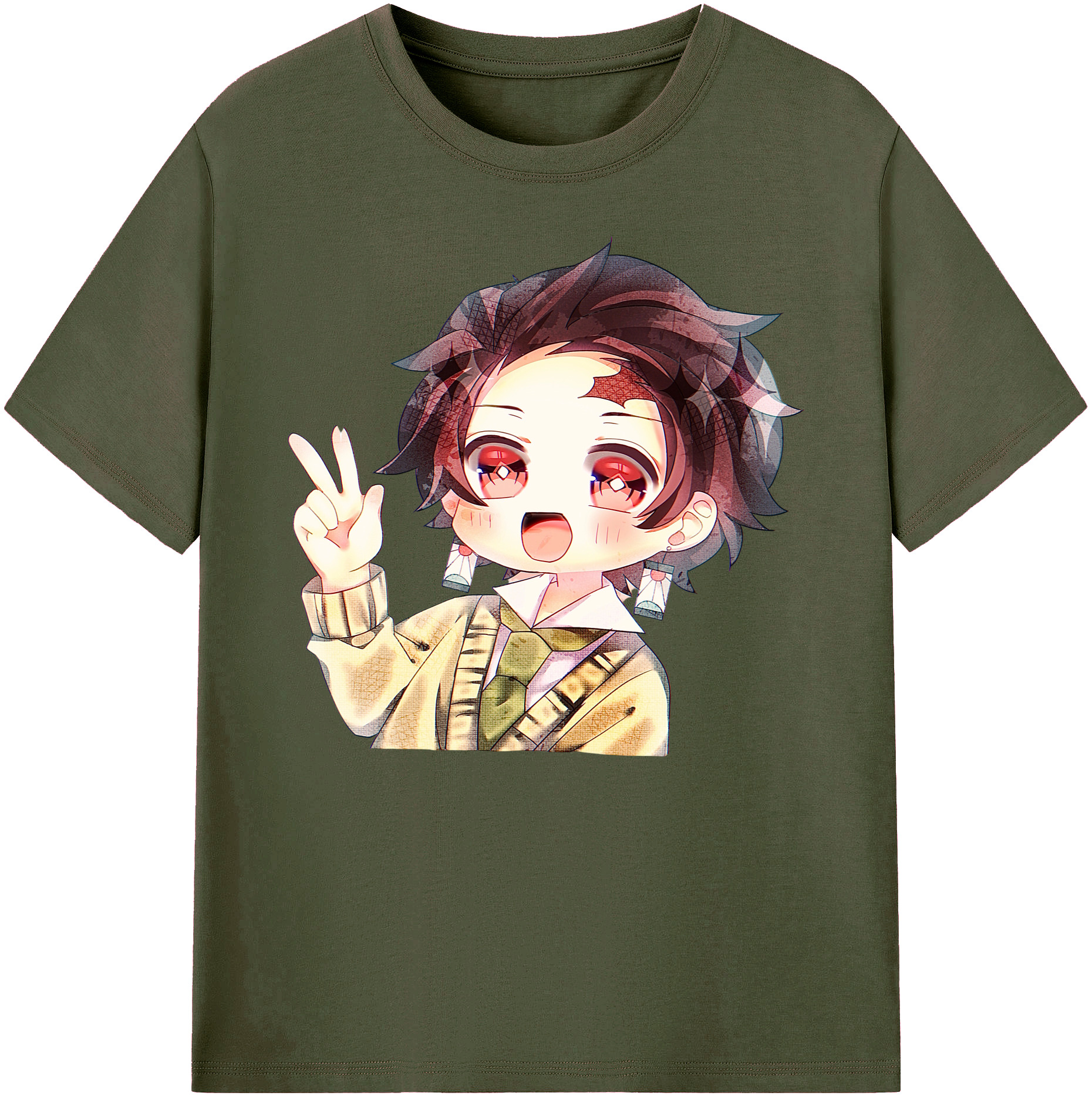 （画像用） 鬼滅の刃 竈門 炭治郎／かまど たんじろう Kamado Tanjirou 綿100％ メンズ半袖Tシャツ｜肌触りやわらか＆通気性